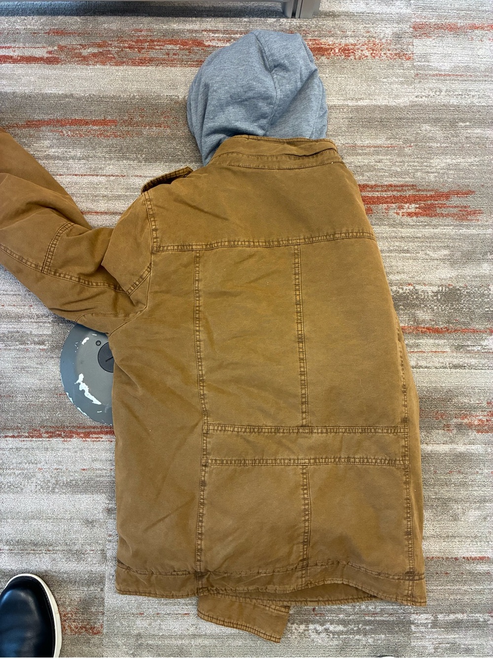 Levi's Tan Canvas Hooded Field Jacket with Gray Hoodie Layer - Picture 7 of 8